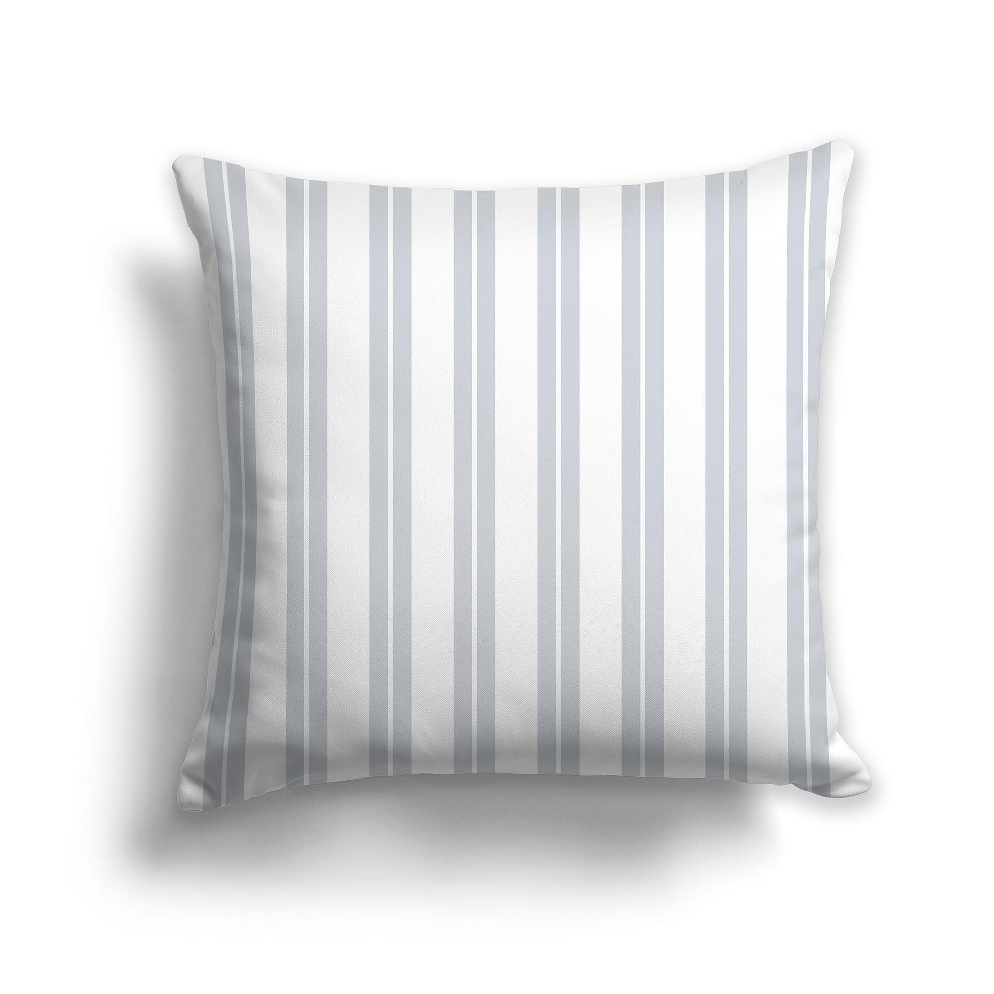 Square Throw Pillow with Pale Grey and White Multistripe Pattern