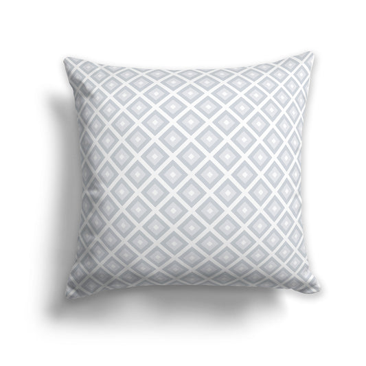 26 inch Throw Pillow with Two-tone Grey and White Square Repeat Pattern