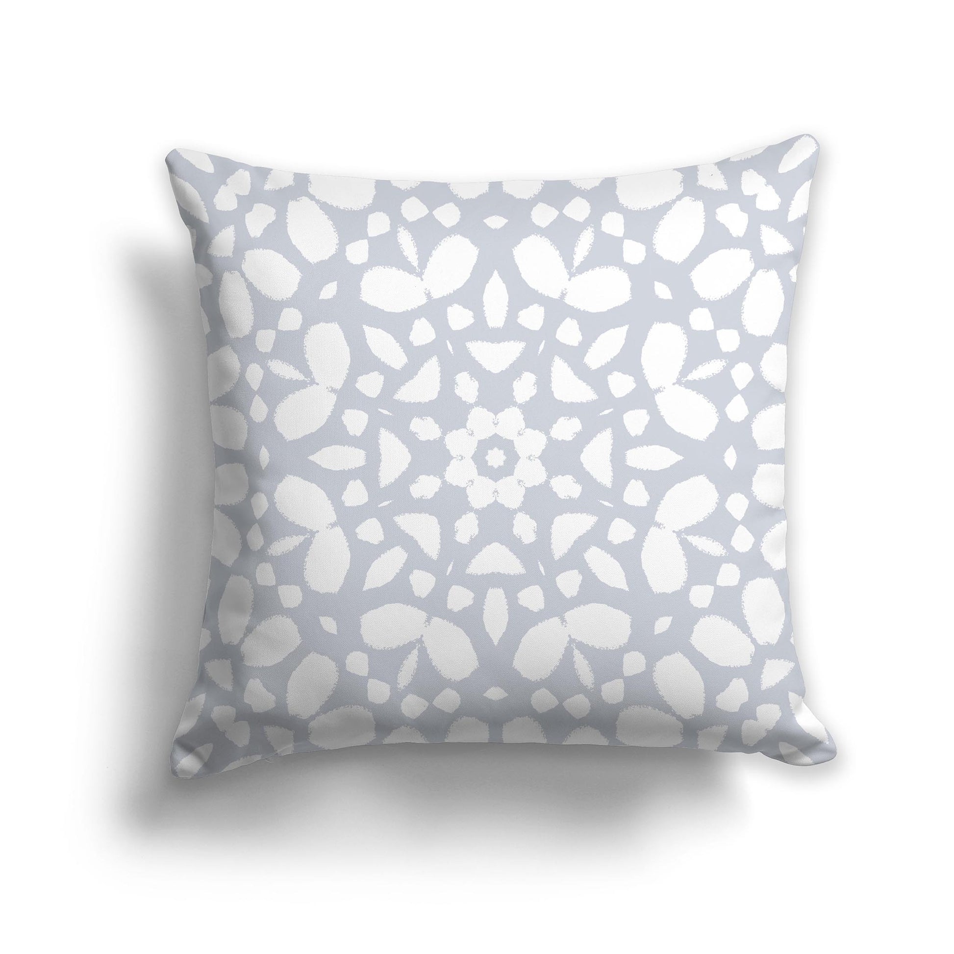 Square Throw Pillow with Fine Pale Grey and White Circular Repeat Pattern