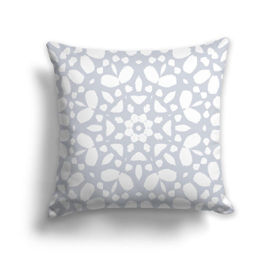Square Throw Pillow with Fine Pale Grey and White Circular Repeat Pattern