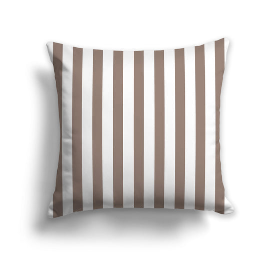 26 inch Throw Pillow with Thick Brown and White Vertical Bars