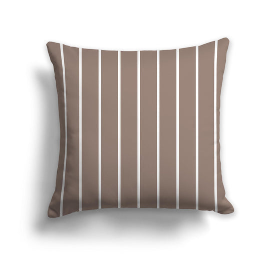 Square Throw Pillow with White and Brown Stripe Pattern