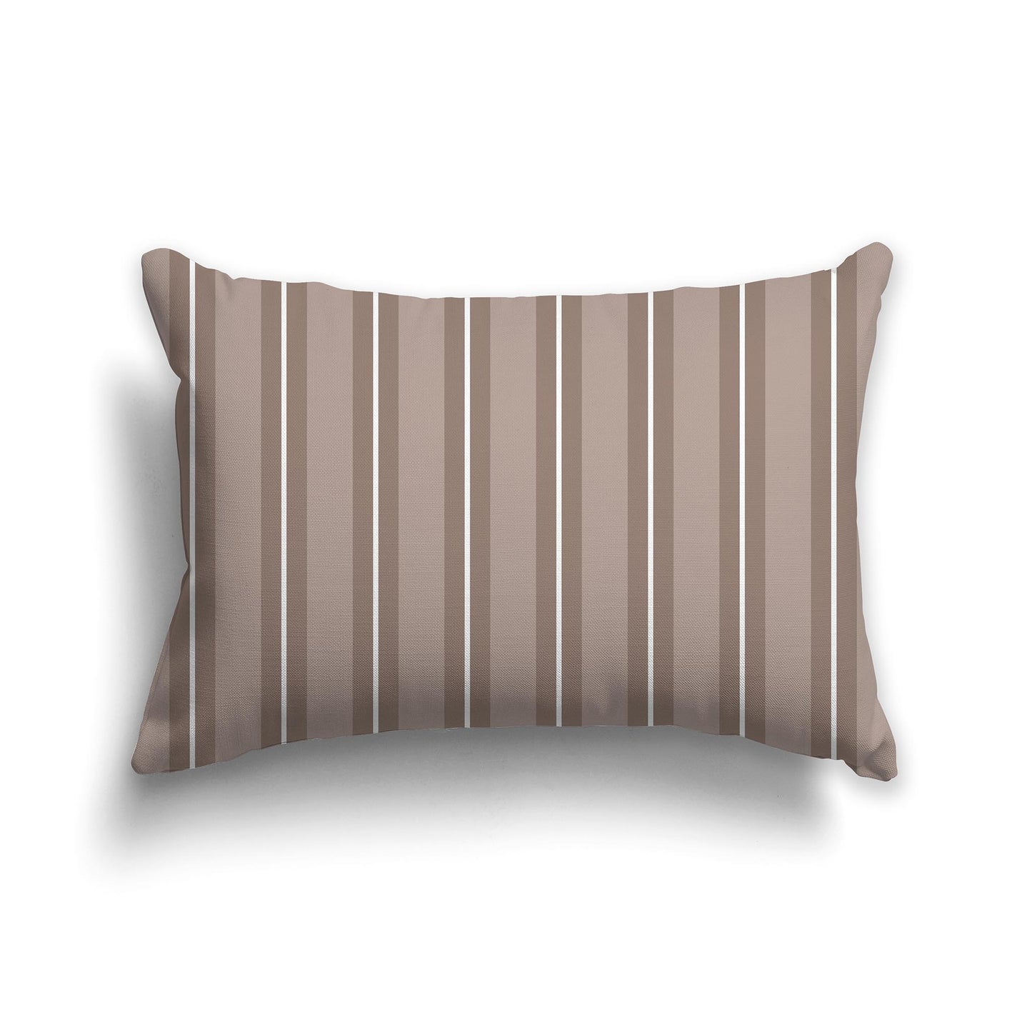 Lumbar Throw Pillow with Brown and White Multistripe Pattern