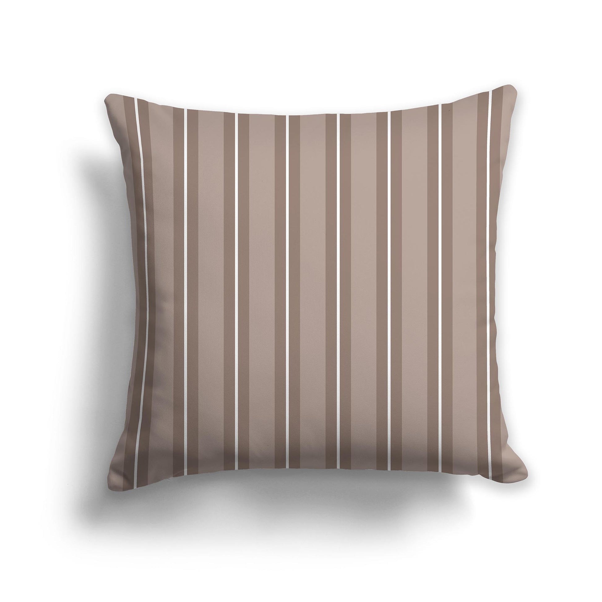 Square Throw Pillow with Brown and White Multistripe Pattern