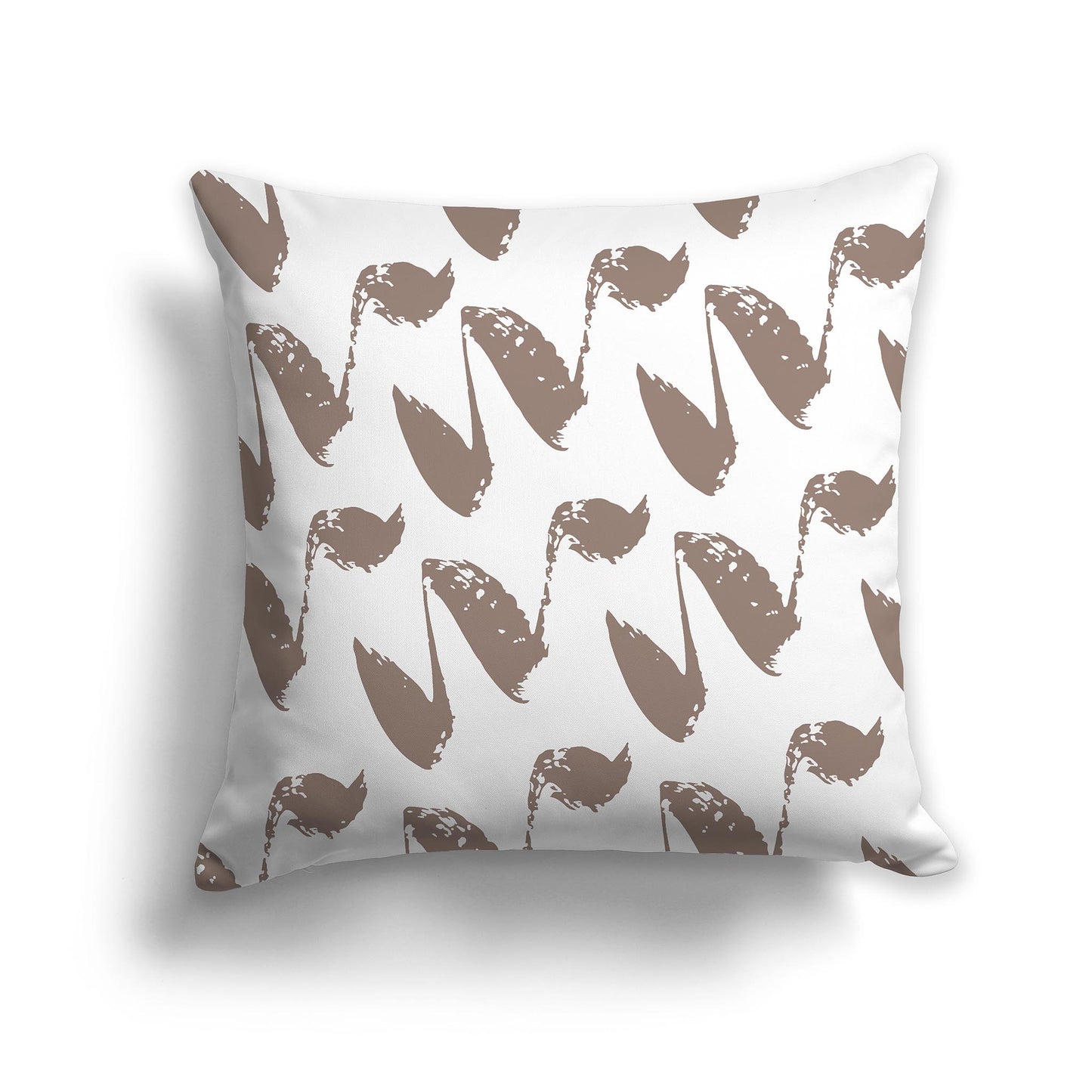 Square Throw Pillow with Brown and White Squiggle Pattern