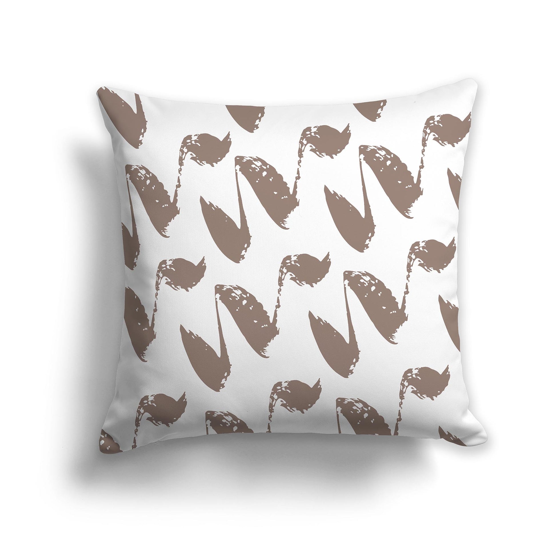 Square Throw Pillow with Brown and White Squiggle Pattern