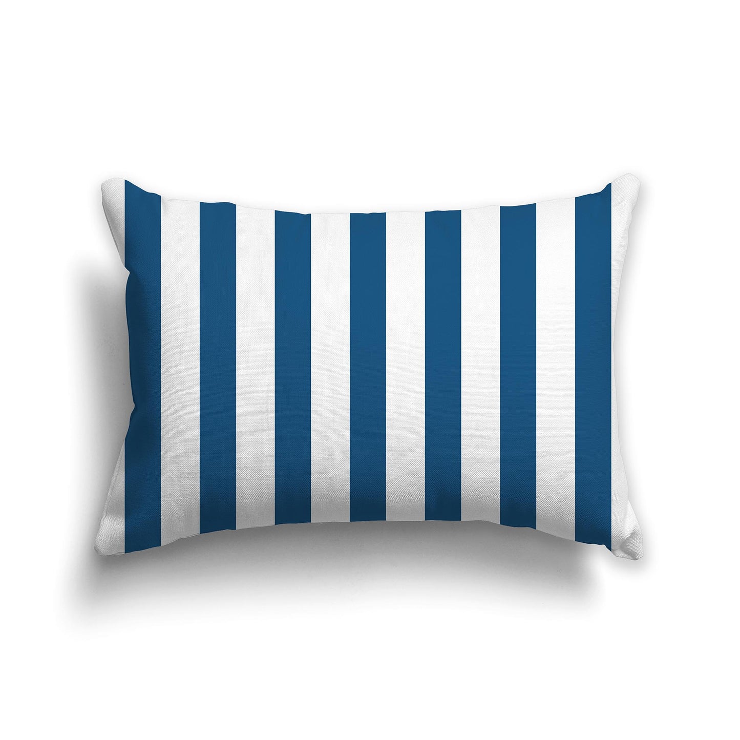 20x14 inch Lumbar Throw Pillow with Thick Blue-turquoise and White Vertical Bars