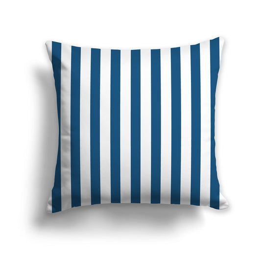26 inch Throw Pillow with Thick Blue-turquoise and White Vertical Bars