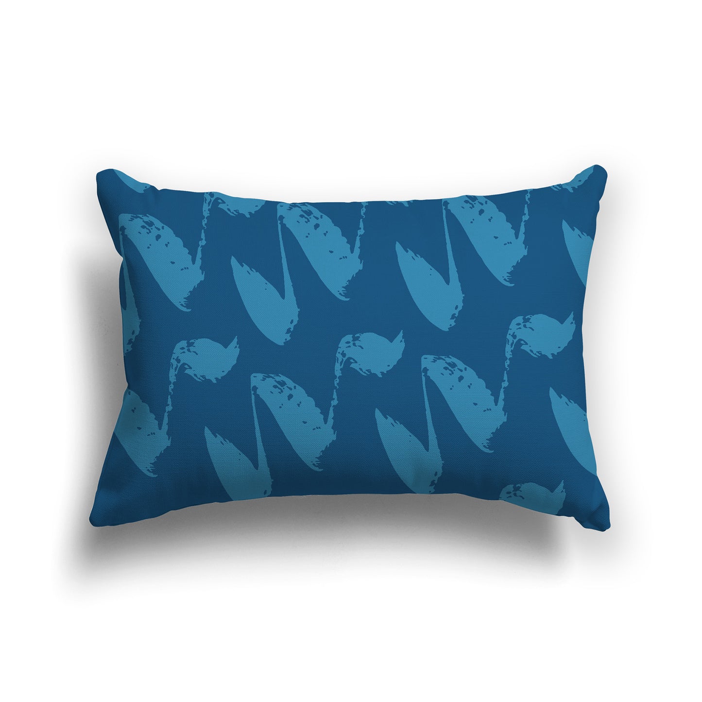 Lumbar Throw Pillow with Two-tone Blue-turquoise Squiggle Pattern