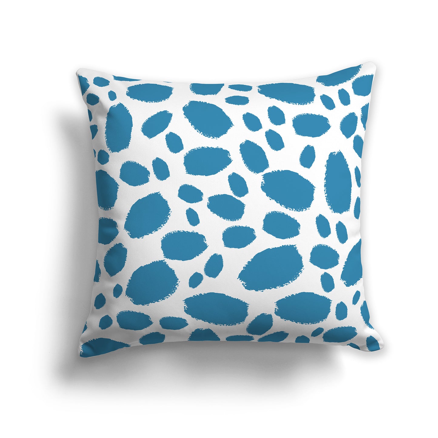14 inch Throw Pillow with Blue-turquoise and White Paint Dab Pattern