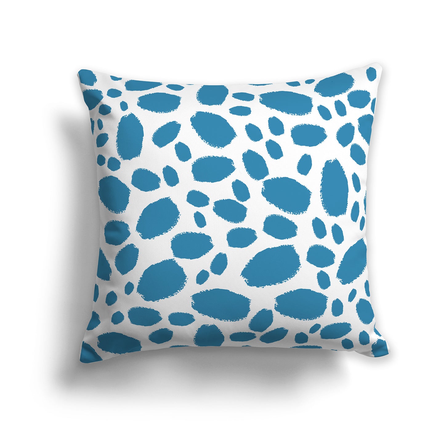 16 inch Throw Pillow with Blue-turquoise and White Paint Dab Pattern