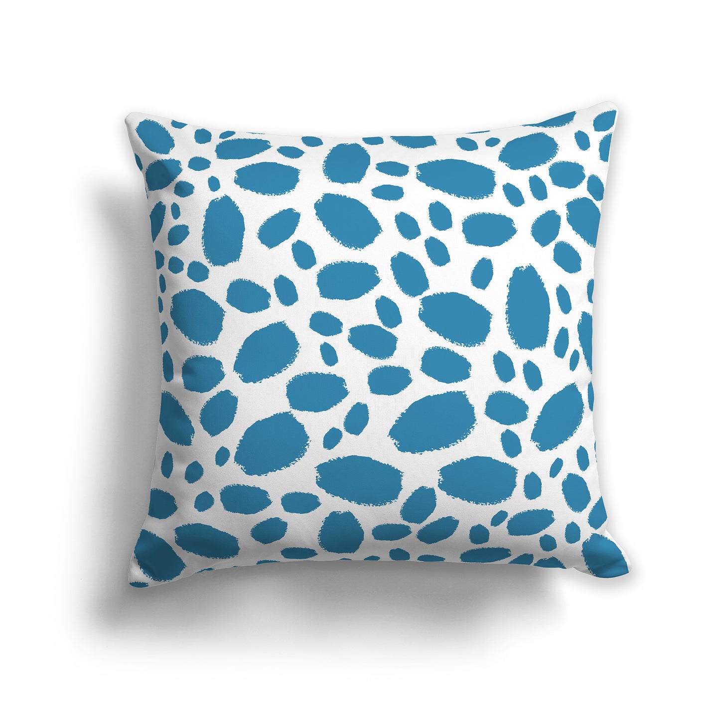 18 inch Throw Pillow with Blue-turquoise and White Paint Dab Pattern