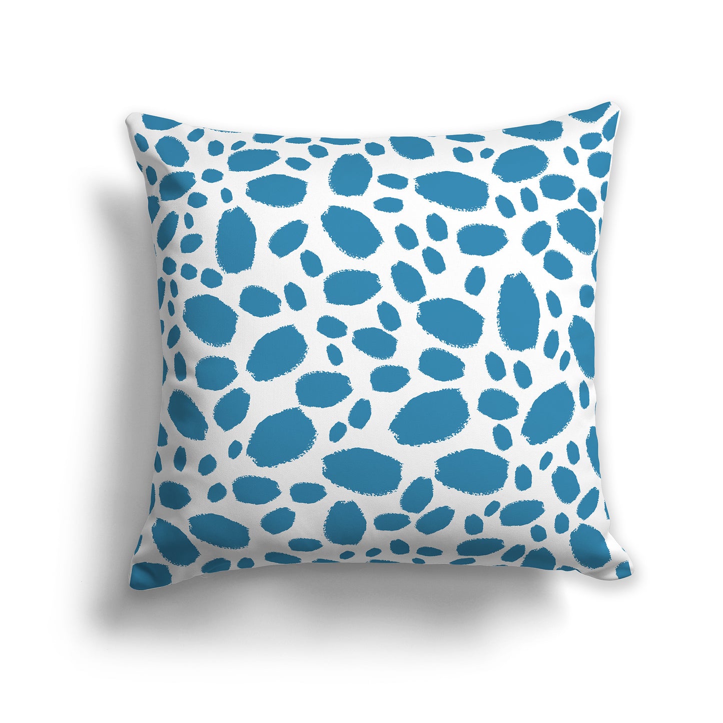 20 inch Throw Pillow with Blue-turquoise and White Paint Dab Pattern