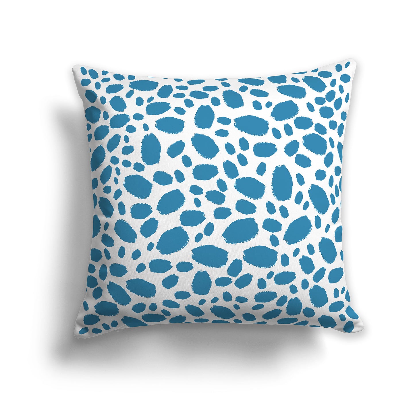 26 inch Throw Pillow with Blue-turquoise and White Paint Dab Pattern