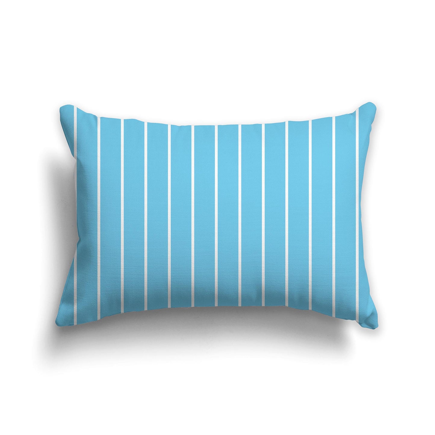 20x14 inch Lumbar Throw Pillow with Light Blue-turquoise and White Thin Vertical Stripe Pattern
