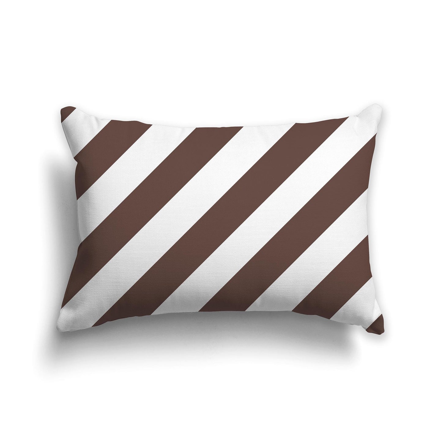 Lumbar Throw Pillow with Brown and White Diagonal Bars