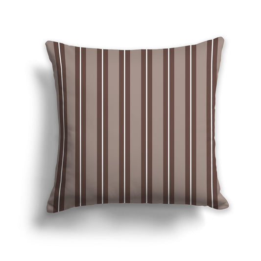 Medium Brown Square Throw Pillow with Brown and White Multistripe Pattern
