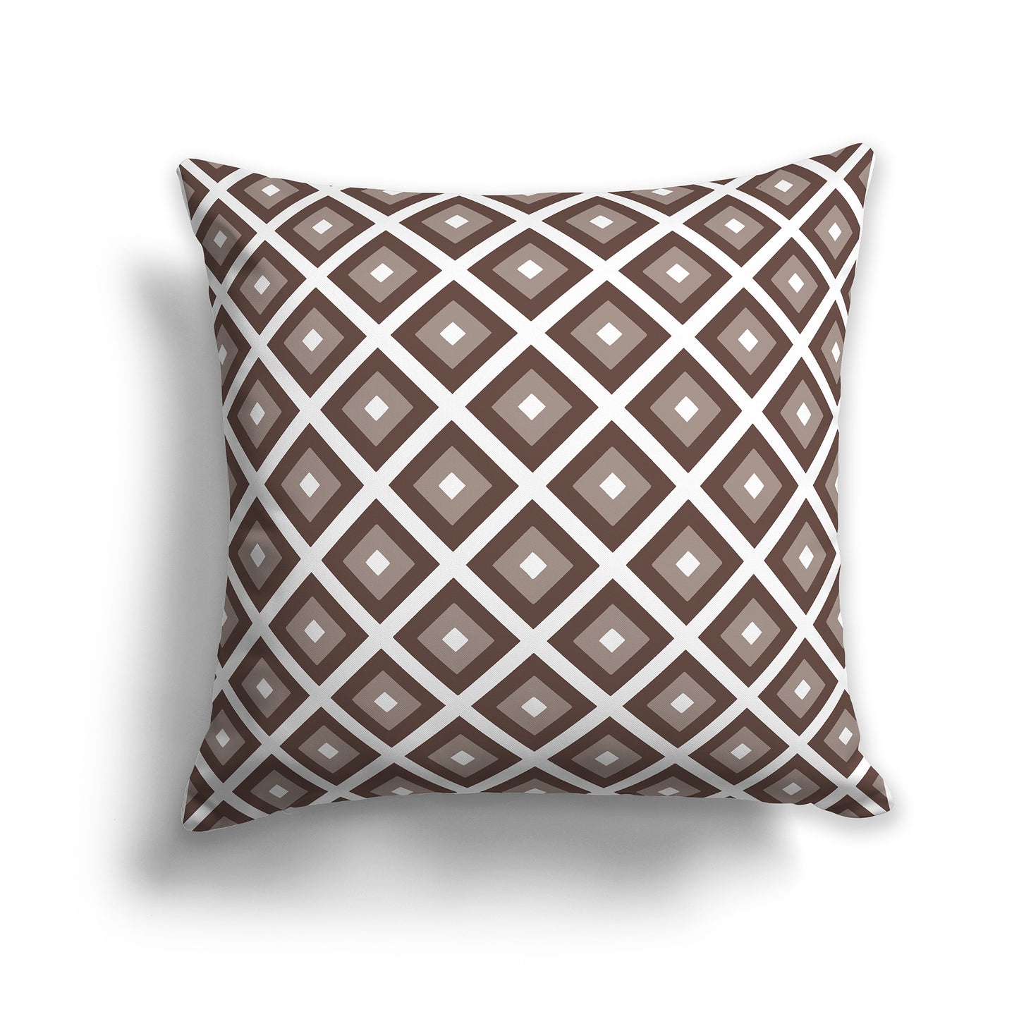 16 inch Throw Pillow with Two-tone Brown and White Square Repeat Pattern