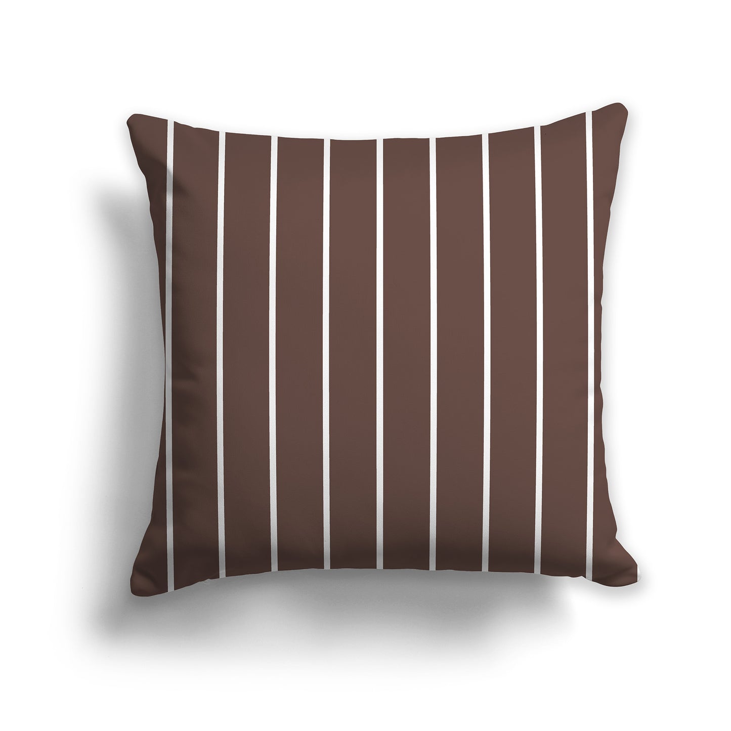 14 inch Throw Pillow with White and Brown Thin Vertical Stripe Pattern