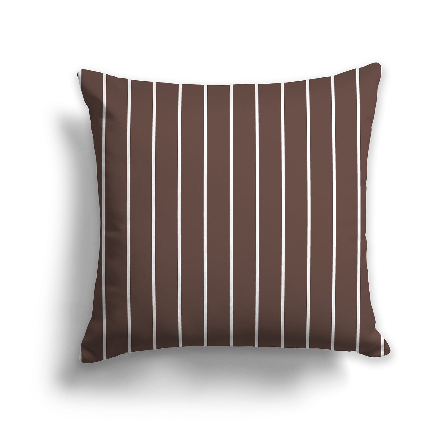 18 inch Throw Pillow with White and Brown Thin Vertical Stripe Pattern