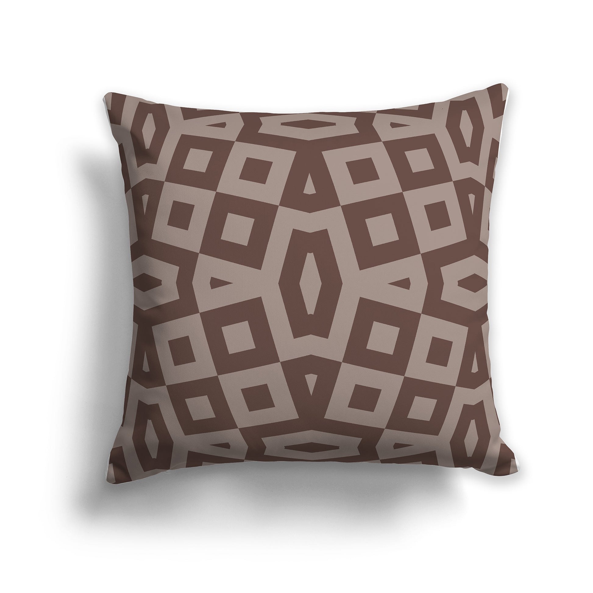 14 inch Throw Pillow with Two-tone Brown Geometric Pattern