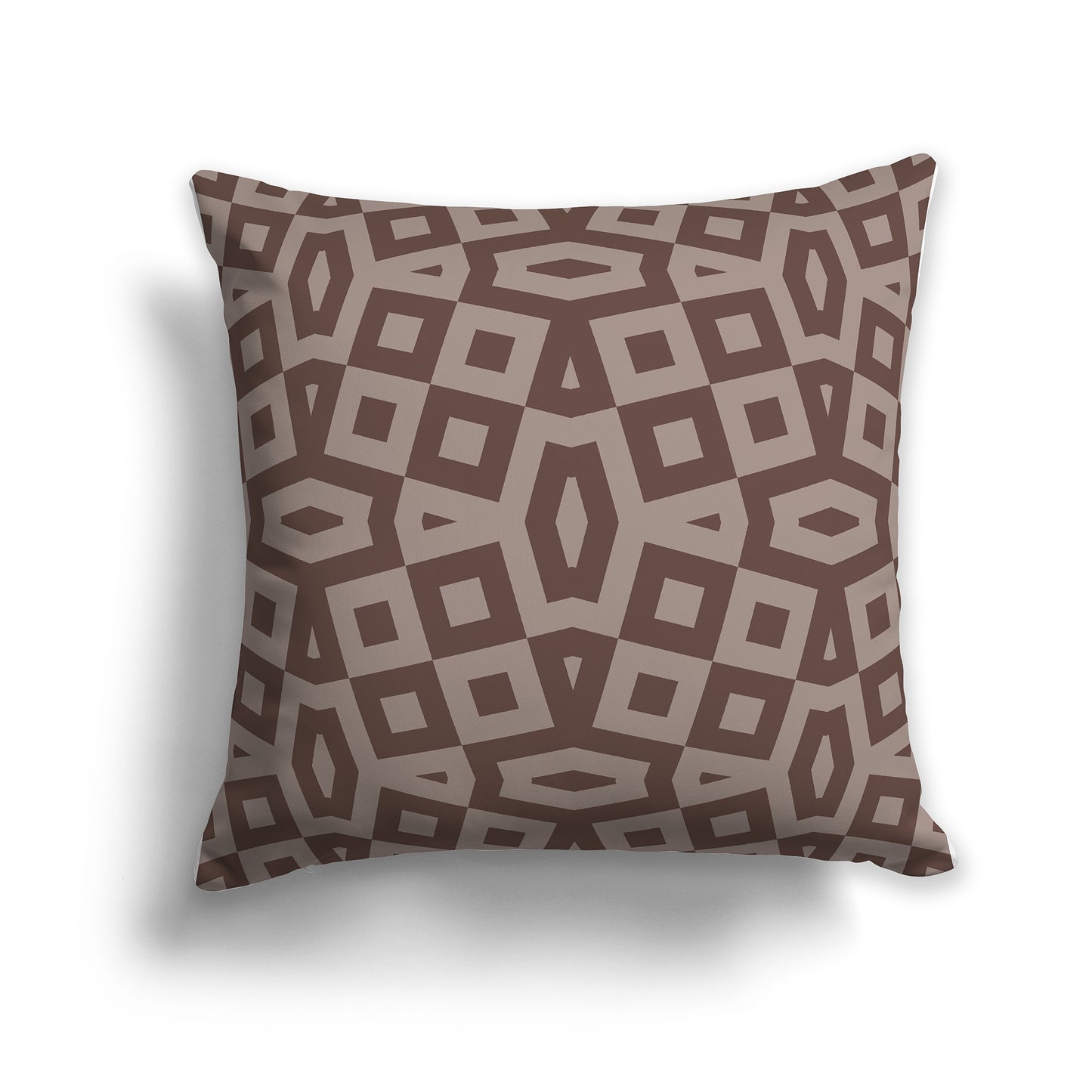 18 inch Throw Pillow with Two-tone Brown Geometric Pattern