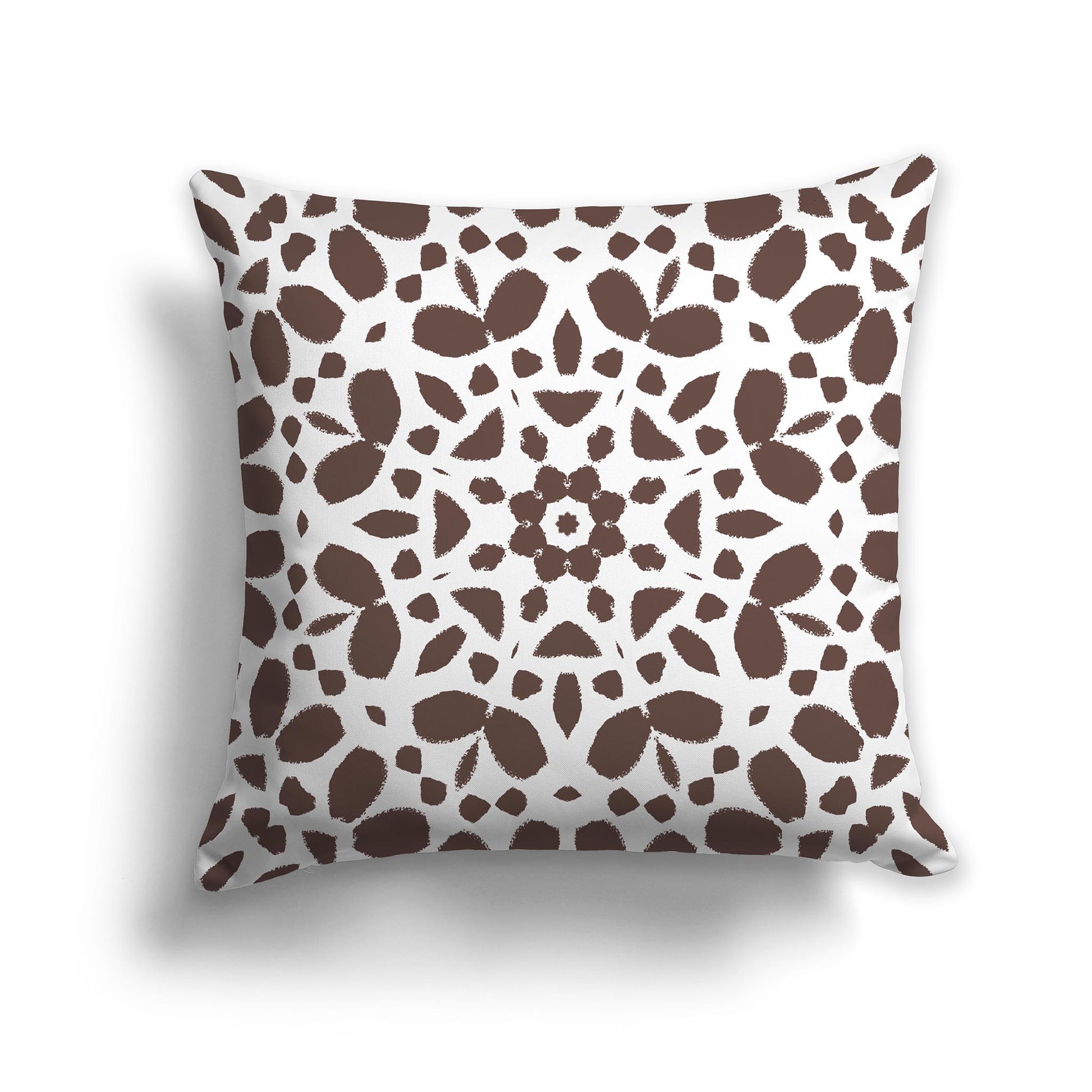 Square Throw Pillow with Large Brown and White Circular Graphic