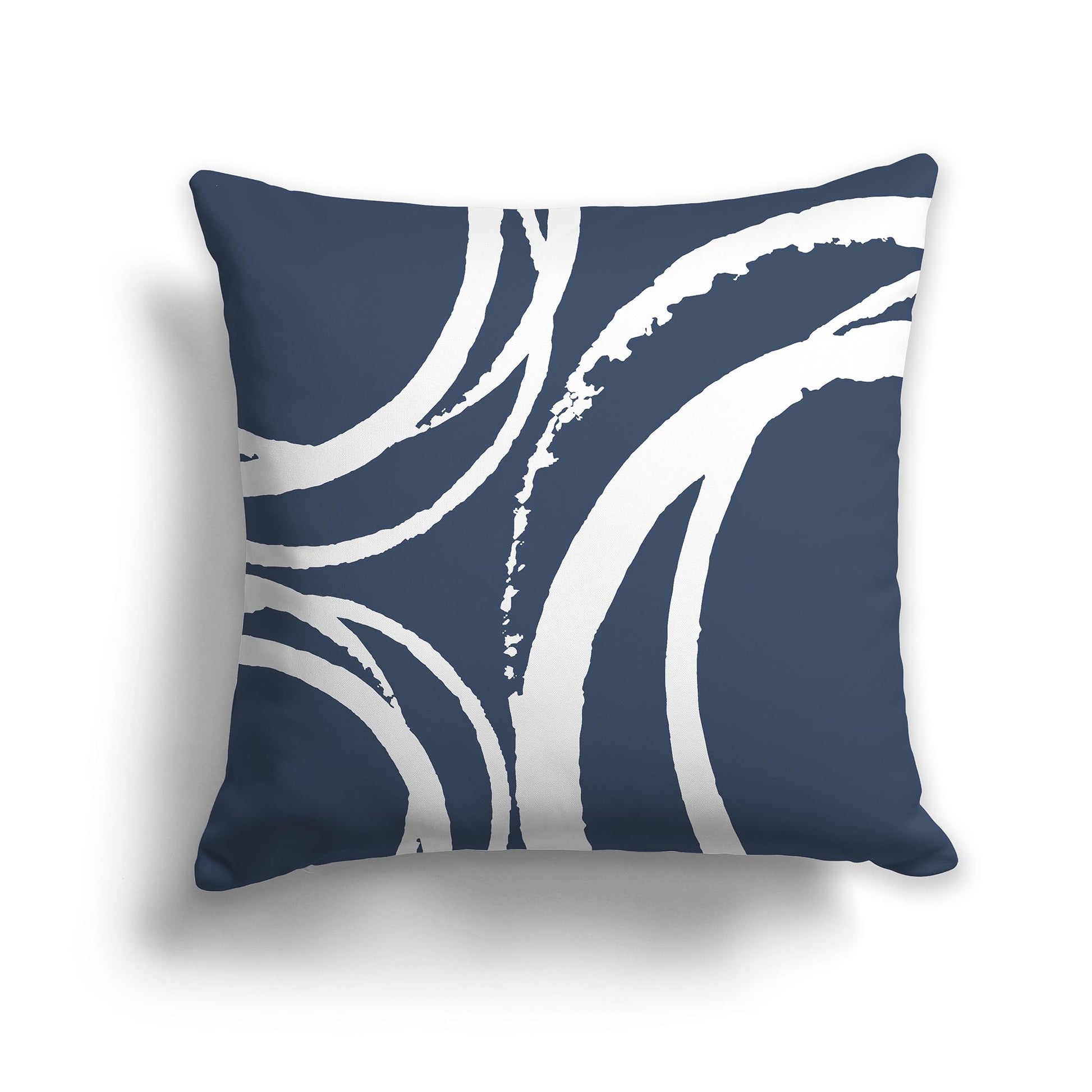 Blue Square Throw Pillow with White Abstract Circles