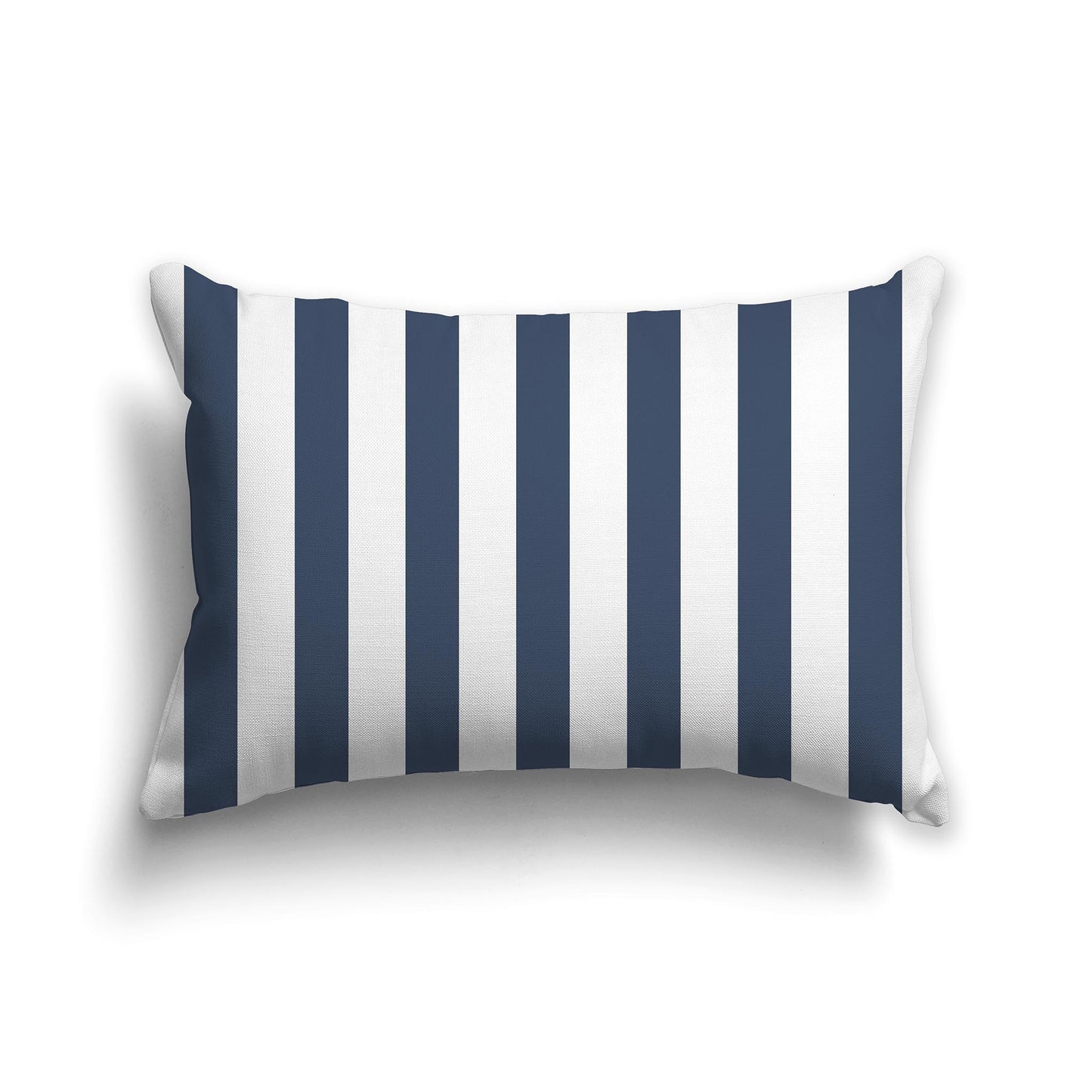 20x14 inch Lumbar White Throw Pillow with Blue Vertical Bars