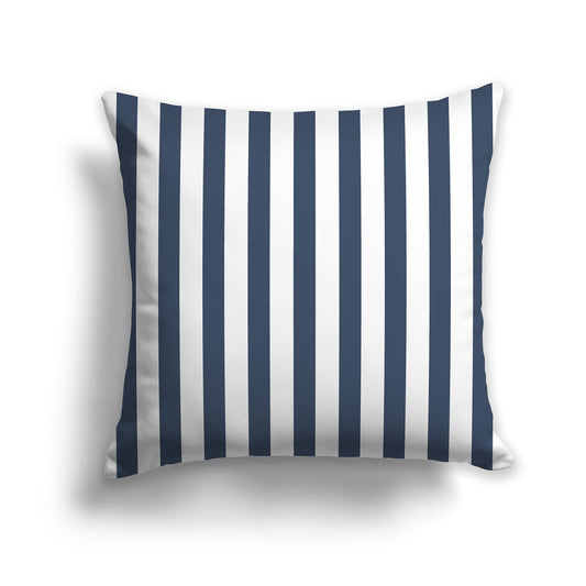 26 inch White Throw Pillow with Blue Vertical Bars