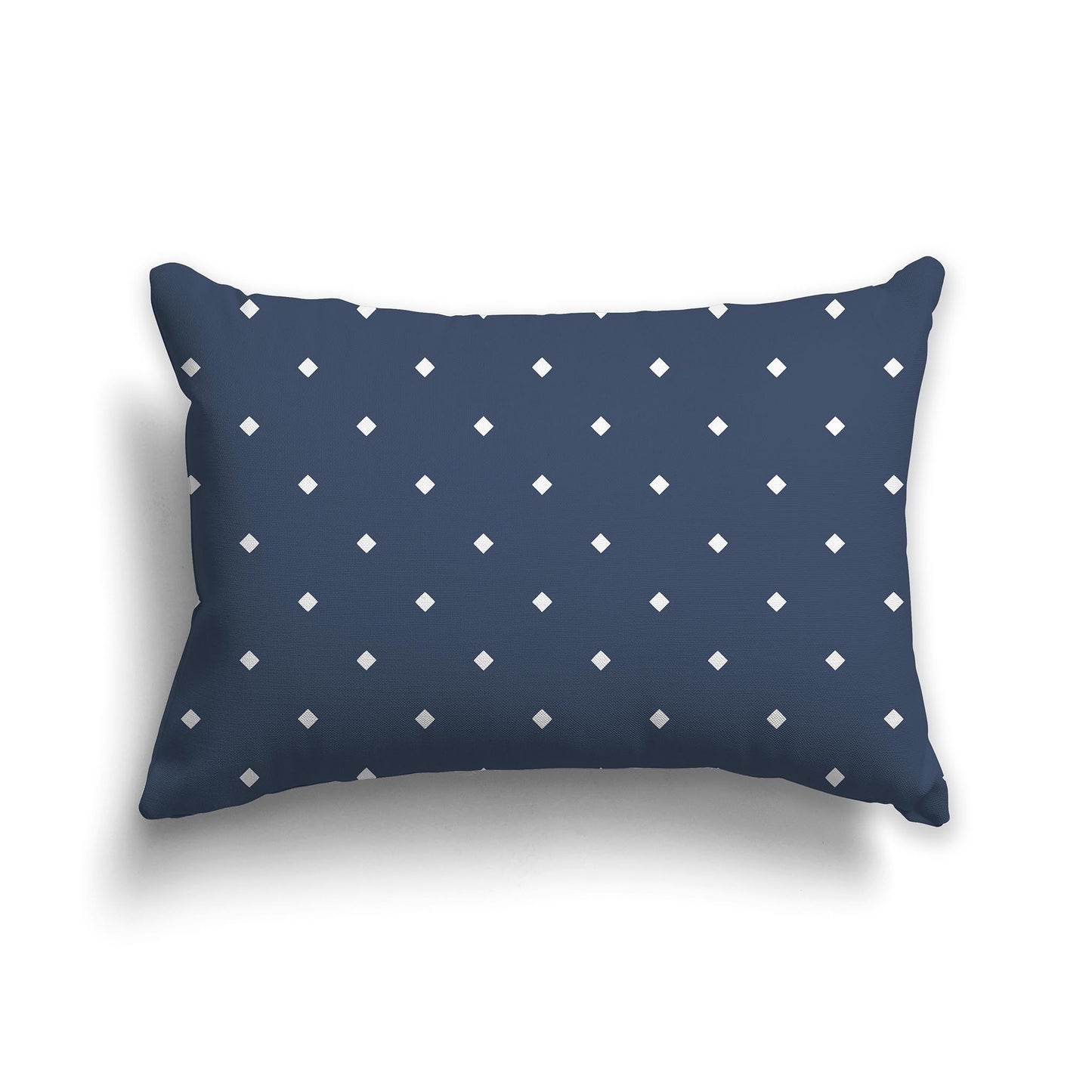 20x14 inch Lumbar Blue Throw Pillow with Large White Diamond Pattern