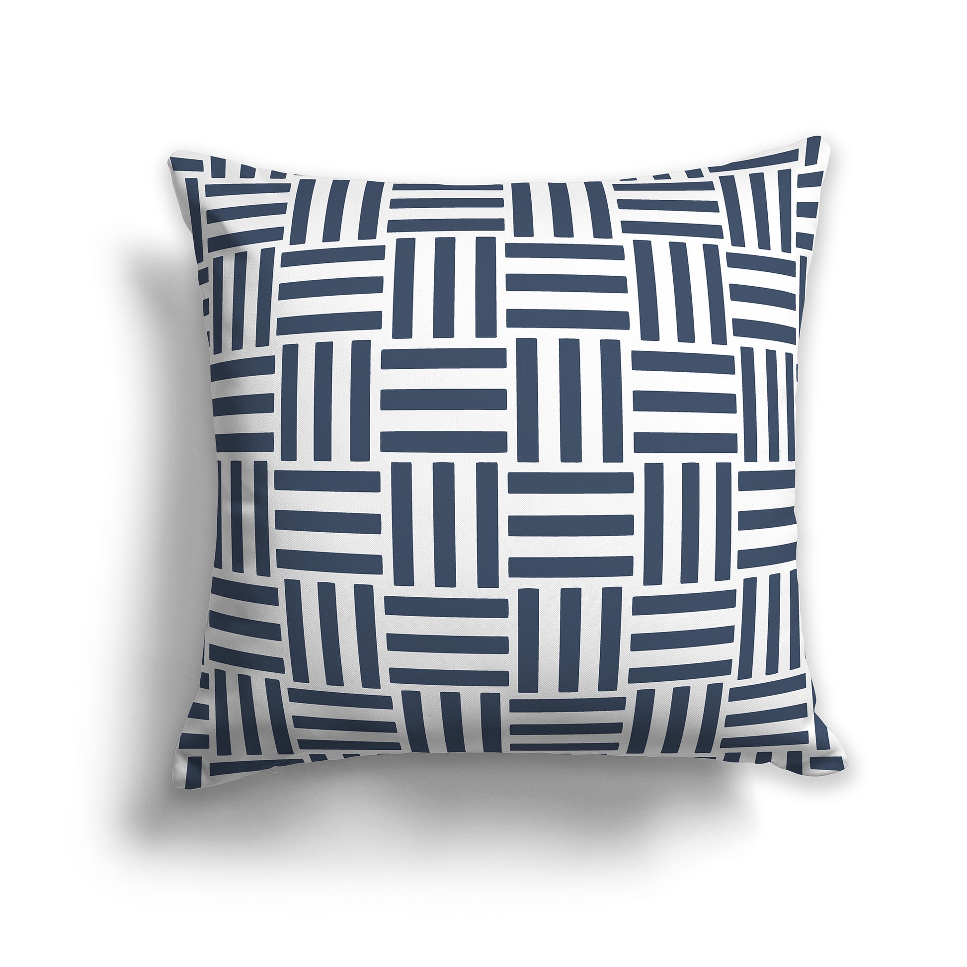 14 inch Throw Pillow with Blue and White Blue and White Basket Weave Pattern