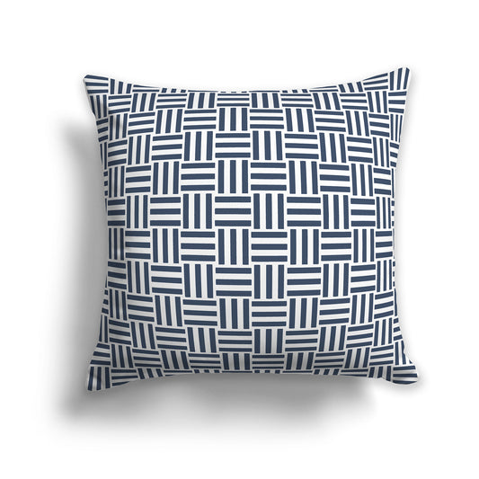 26 inch Throw Pillow with Blue and White Blue and White Basket Weave Pattern