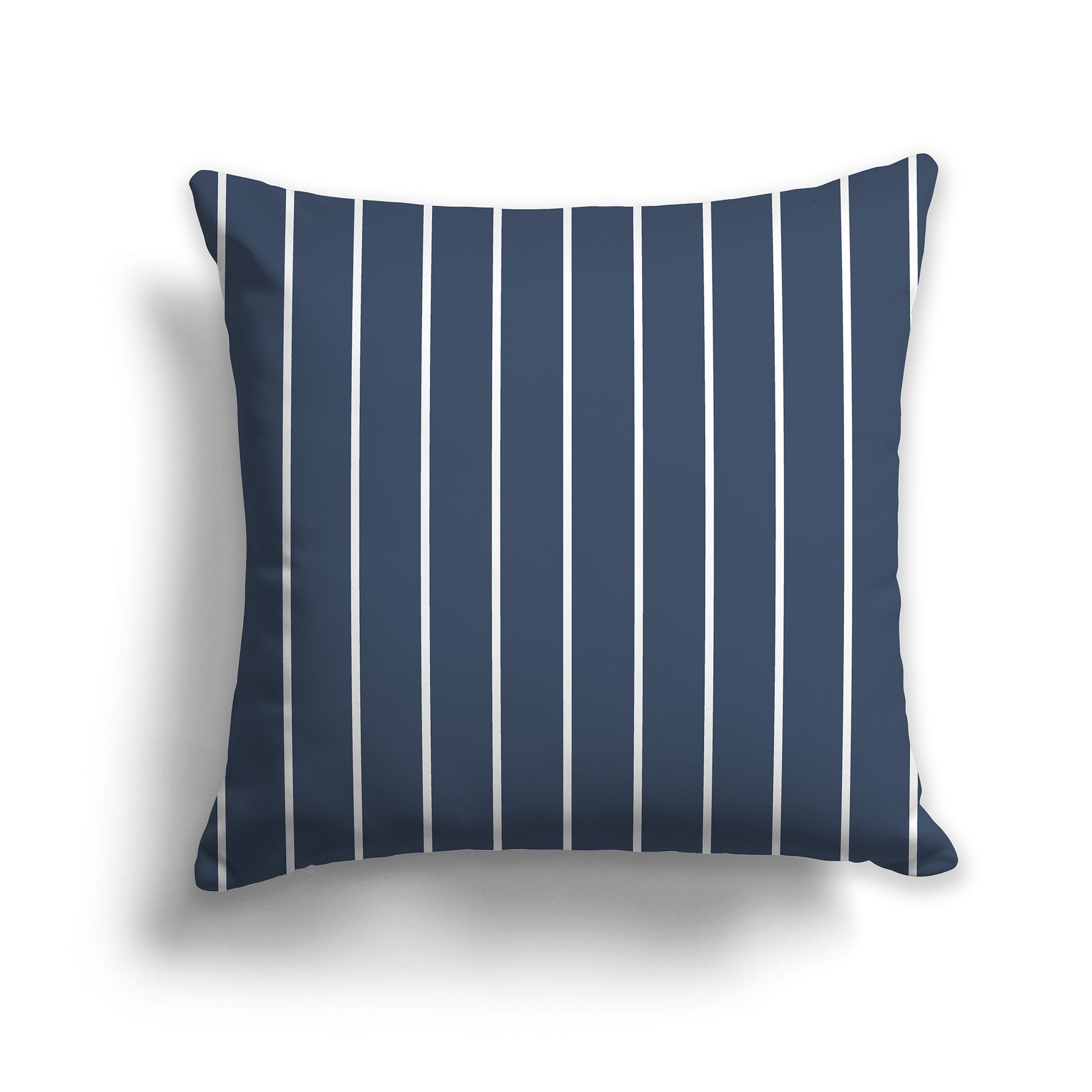 16 inch Throw Pillow with Blue and White Thin Vertical Stripe Pattern