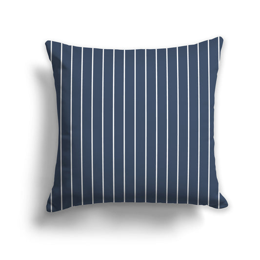 26 inch Throw Pillow with Blue and White Thin Vertical Stripe Pattern
