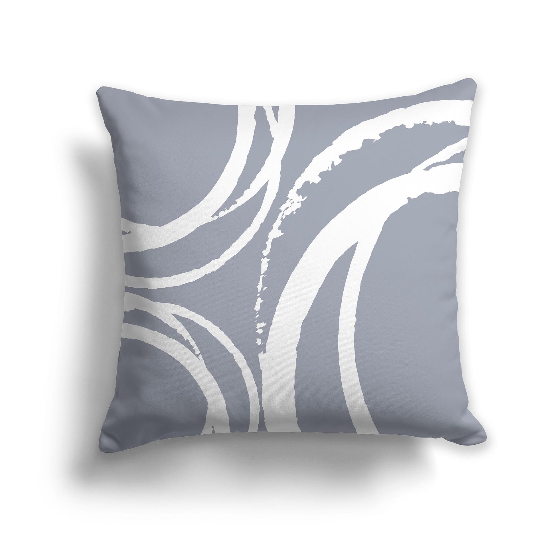 Square Throw Pillow with Grey and White Abstract Circles