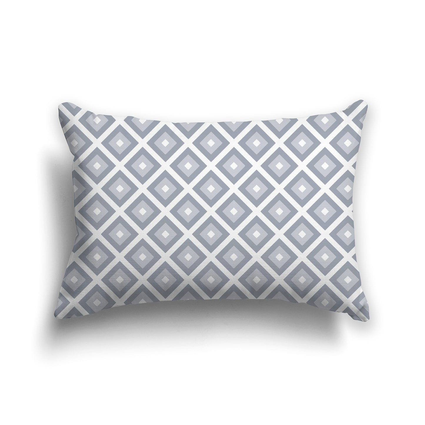 20x14 inch Lumbar Throw Pillow with Two-tone Grey and White Square Repeat Pattern