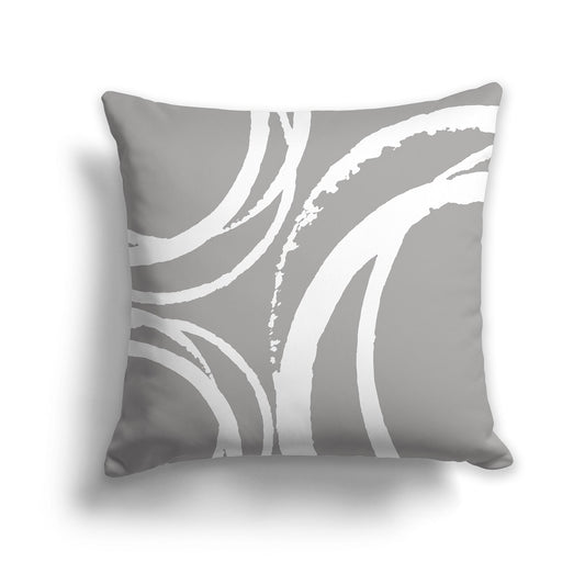 Grey Square Throw Pillow with White Abstract Circles