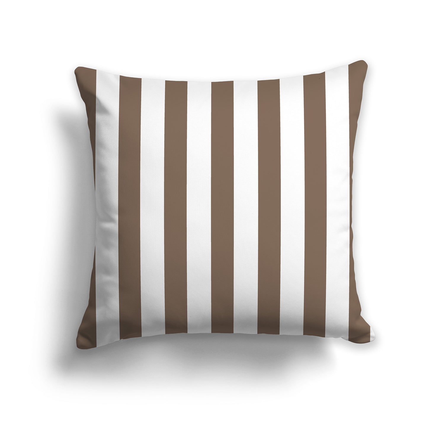 18 inch White Throw Pillow with Thick Brown Vertical Bars