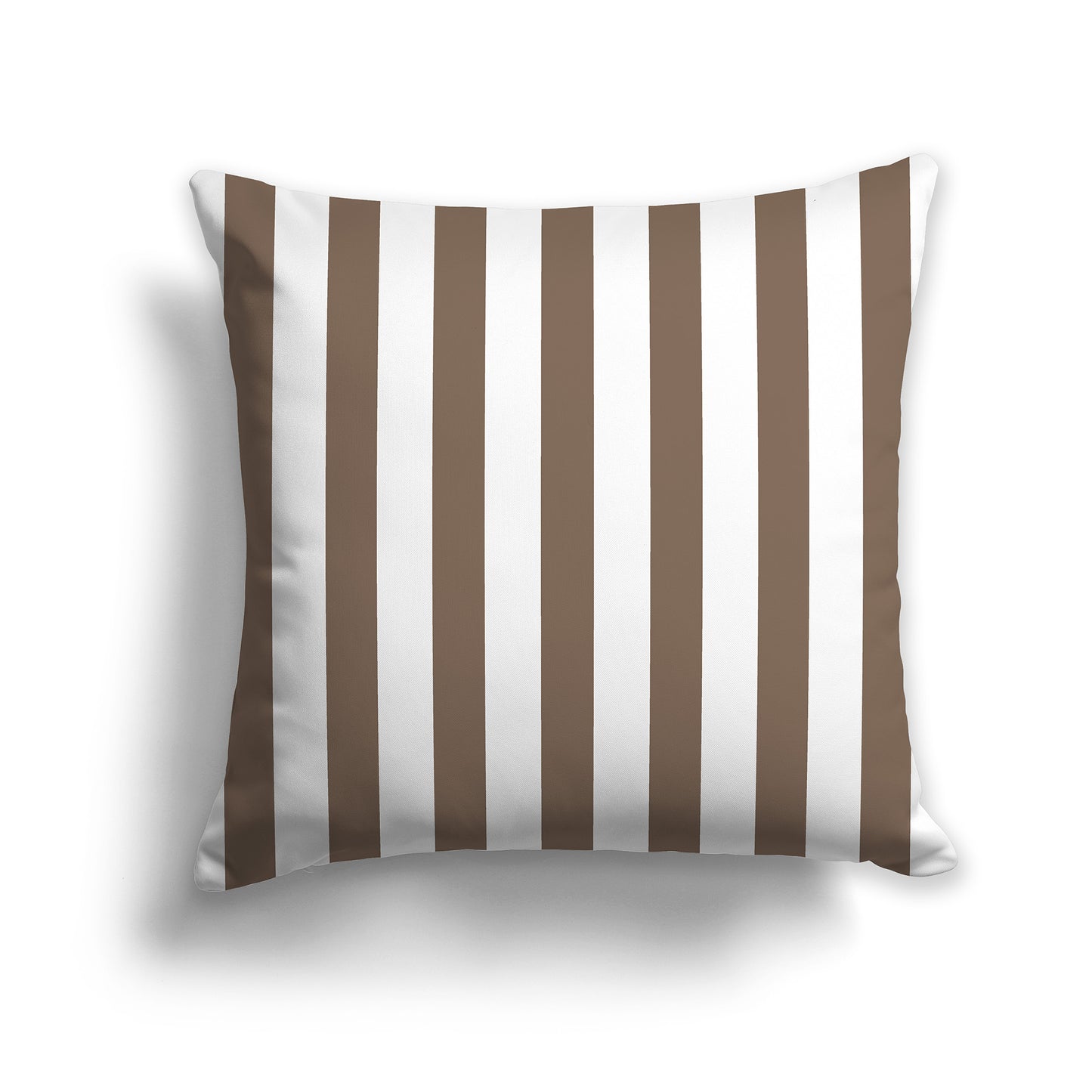 20 inch White Throw Pillow with Thick Brown Vertical Bars