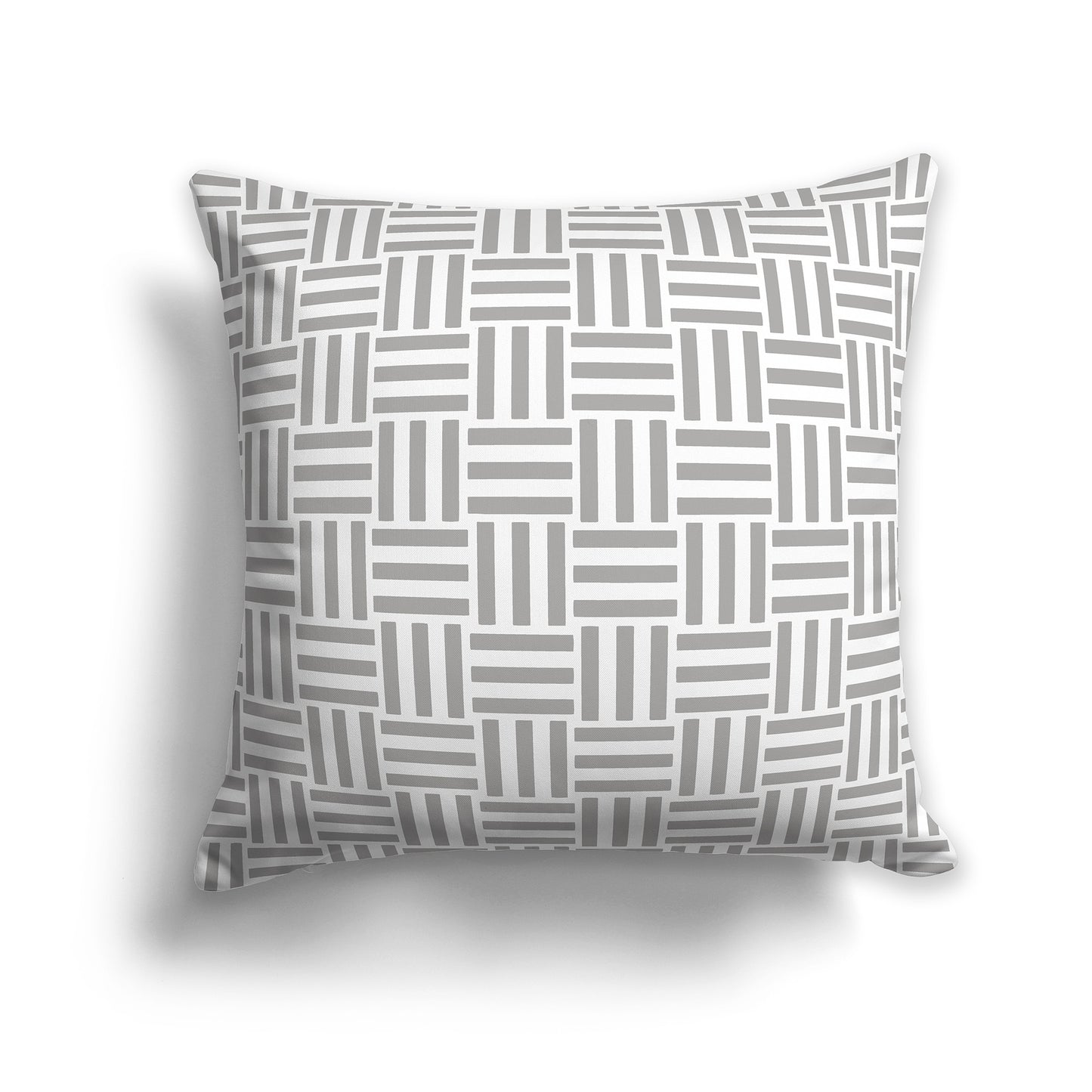 20 inch Throw Pillow with Medium Grey and White Basket Weave Pattern