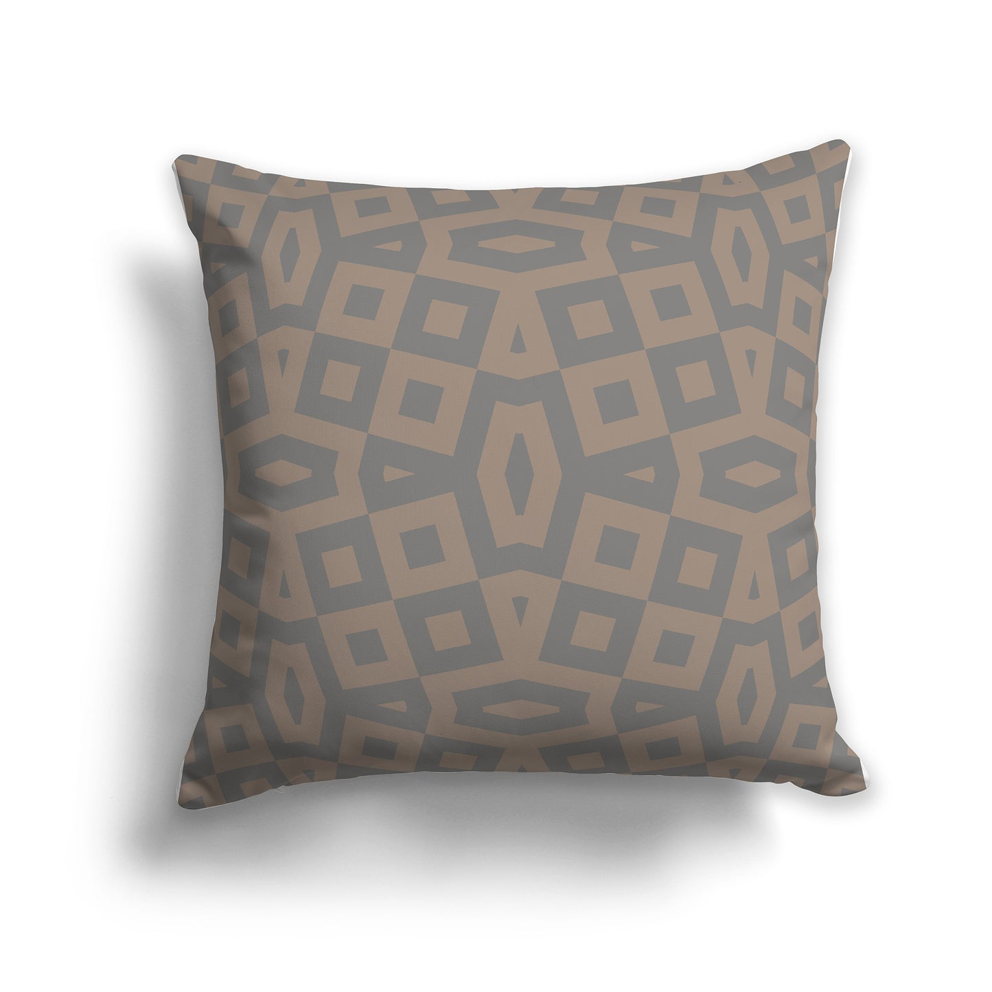 18 inch Throw Pillow with Medium Brown and Grey Geometric Pattern