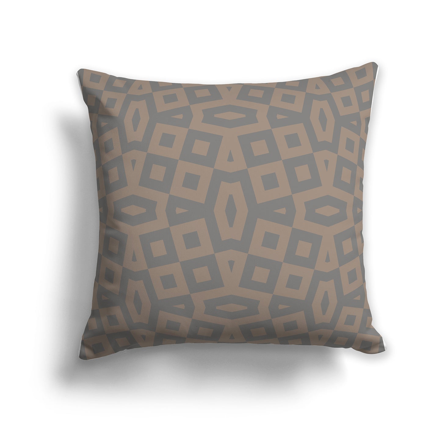 20 inch Throw Pillow with Medium Brown and Grey Geometric Pattern