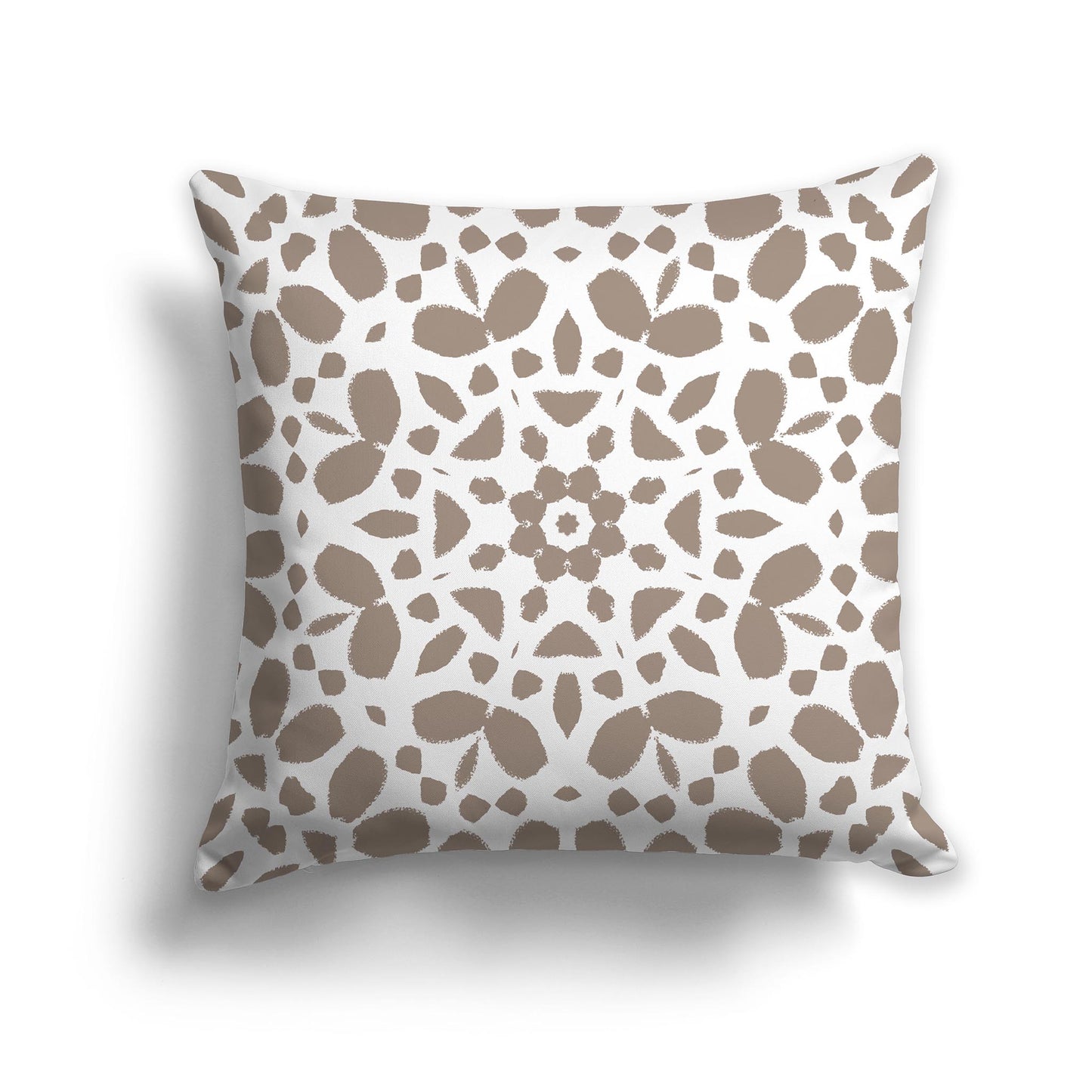 Square Throw Pillow with Large Medium Brown and White Circular Graphic