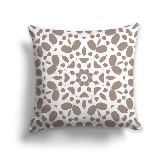 Square Throw Pillow with Large Medium Brown and White Circular Graphic