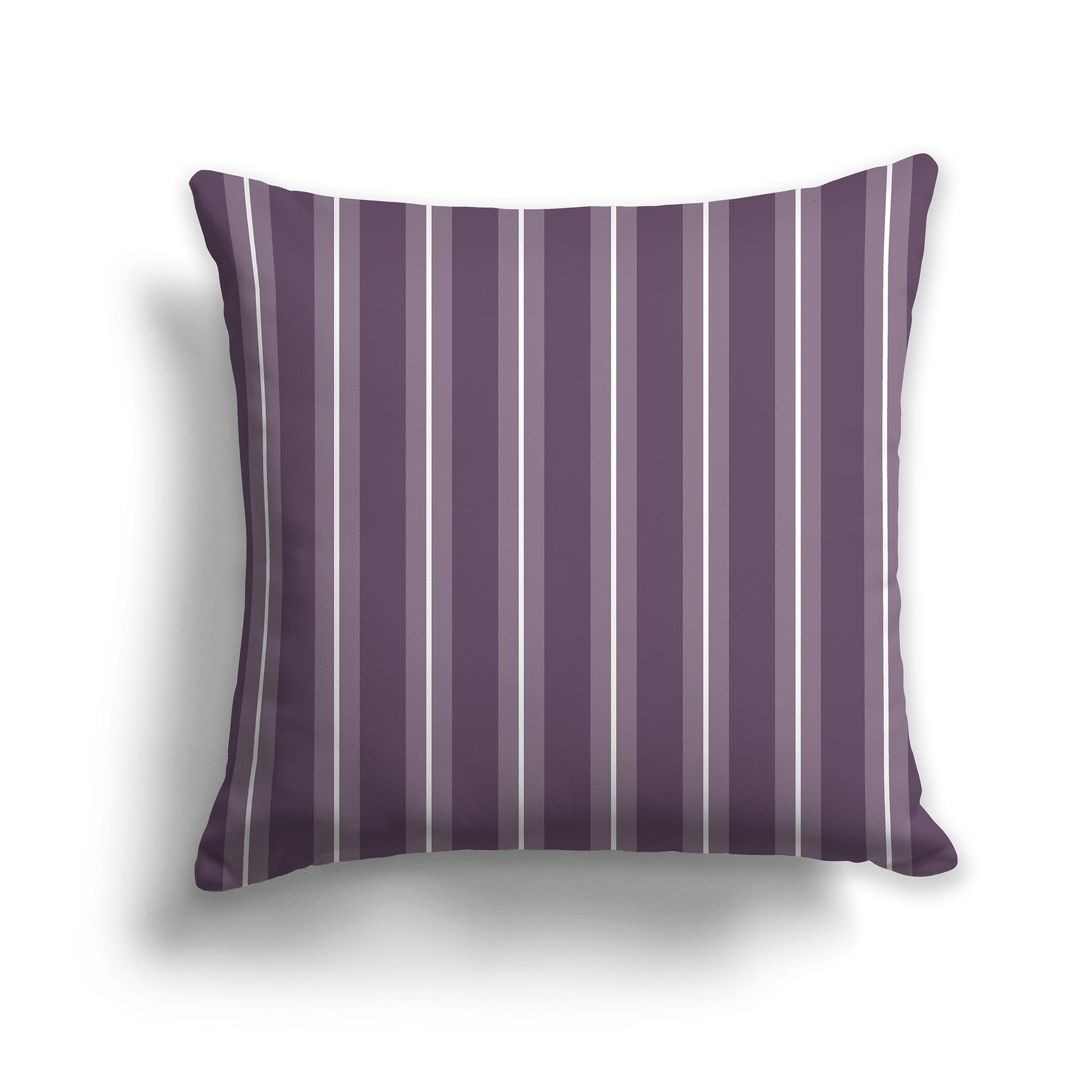 Square Throw Pillow with Purple and White Multistripe Pattern