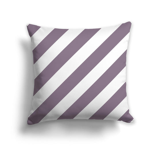 Square Throw Pillow with Purple and White Diagonal Bars