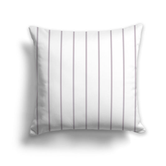 Square Throw Pillow with White and Pale Purple Stripe Pattern