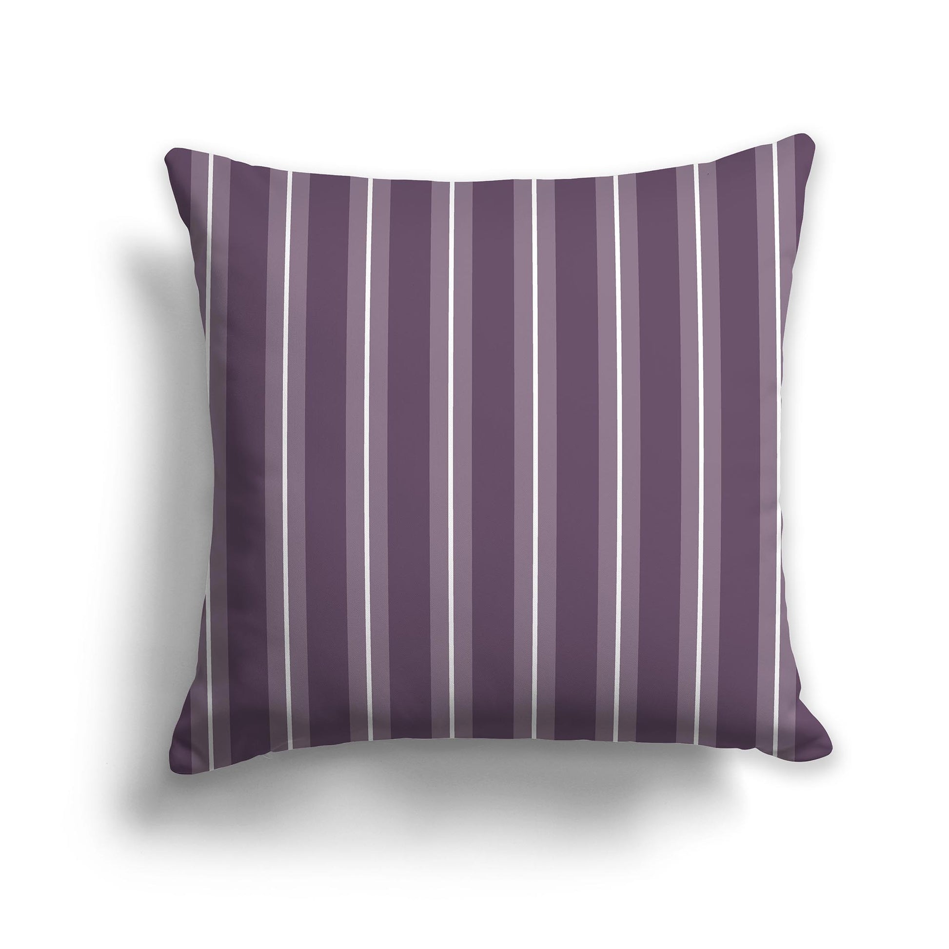 Square Throw Pillow with Purple and White Multistripe Pattern
