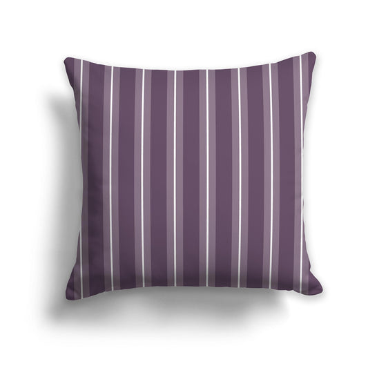 Square Throw Pillow with Purple and White Multistripe Pattern